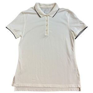 Nike Dri-FIT Womens Polo Shirt White Tipped Collar Short Sleeve Sz M Breathable